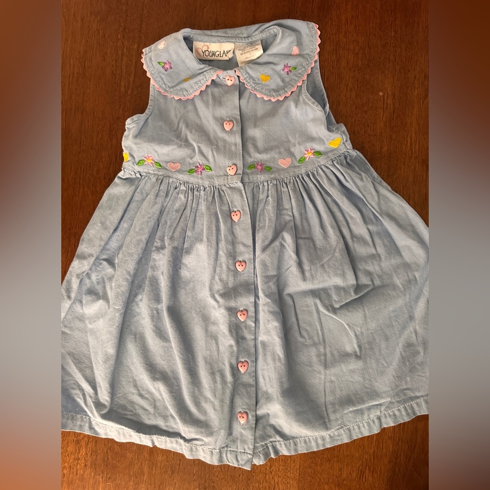 Charming vintage Kids Dress with Heart Buttons